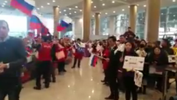 球迷們在俄羅斯冰球手抵達首爾機場時唱起俄羅斯國歌 - 俄羅斯衛星通訊社
