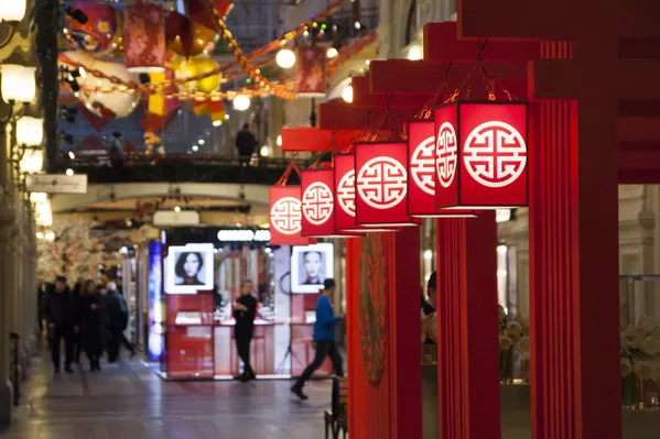 古姆商場迎接中國新年活動的主題裝飾 古姆商場迎接中國新年活動的主題裝飾 - 俄羅斯衛星通訊社
