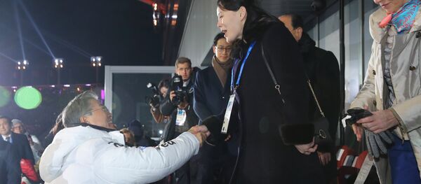 韩国总统在冬奥会开幕式上与朝鲜领导人胞妹握手 - 俄罗斯卫星通讯社