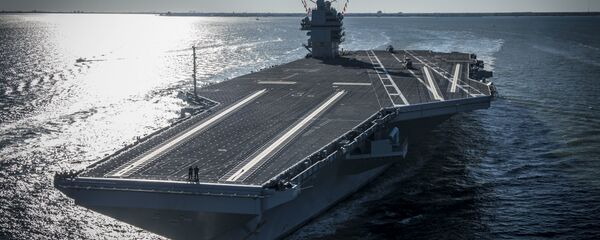 USS Gerald R. Ford embarked on the first of its sea trials to test various state-of-the-art systems on its own power  - 俄罗斯卫星通讯社