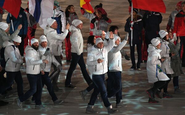 俄罗斯运动员在冬奥会闭幕式上 - 俄罗斯卫星通讯社
