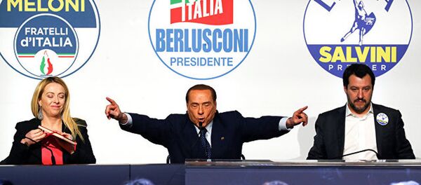 Джорджа Мелони, Сильвио Берлускони и Маттео Сальвини - 俄罗斯卫星通讯社