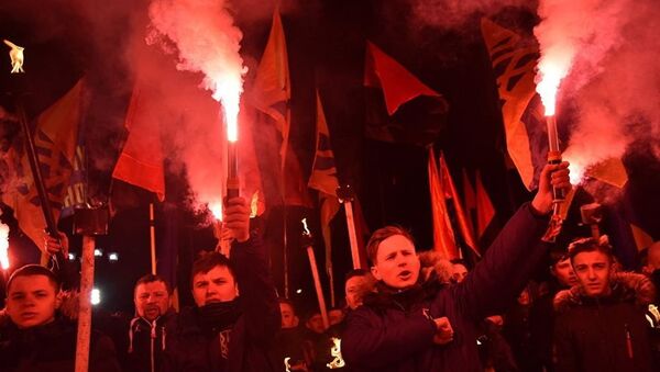 乌克兰激进分子在利沃夫举行火炬游行 高喊反波兰口号 - 俄罗斯卫星通讯社