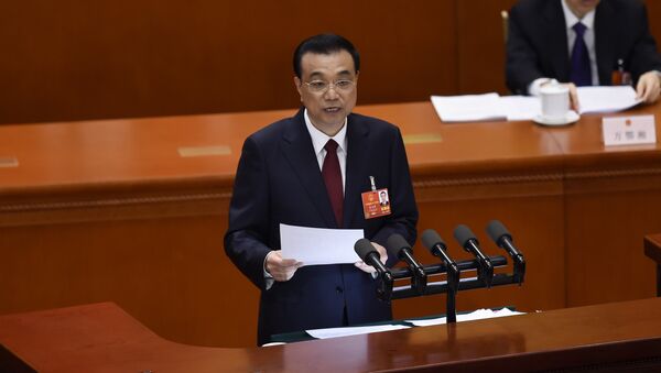 Chinese Premier Li Keqiang delivers his work report during the opening session of the National People's Congress - 俄羅斯衛星通訊社