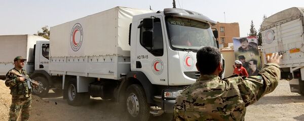 红新月会人道主义物资运输队已抵达叙东古塔地区 - 俄罗斯卫星通讯社