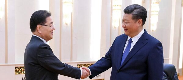 习近平会见韩总统特使郑义溶：期待朝美对话顺利举行 - 俄罗斯卫星通讯社