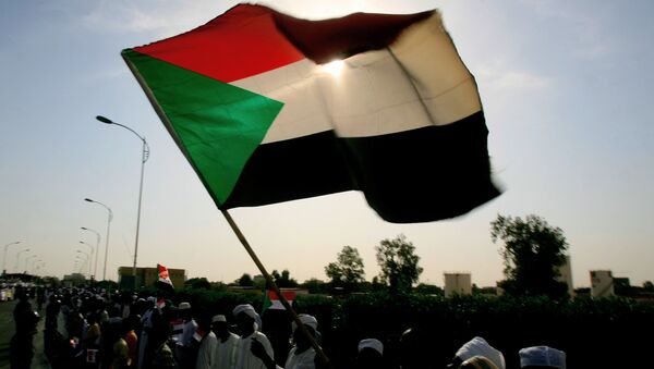 Crowds wave the Sudanese flag - 俄罗斯卫星通讯社