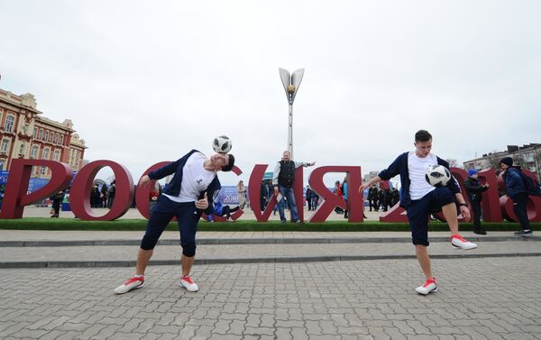 足球运动员在2018世界杯公园开幕式上 - 俄罗斯卫星通讯社