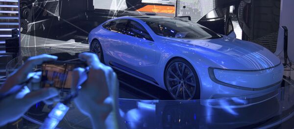 LeEco LeSEE self-driving electric concept car at the Beijing International Automotive Exhibition in Beijing LeEco LeSEE self-driving electric concept car at the Beijing International Automotive Exhibition in Beijing - 俄羅斯衛星通訊社