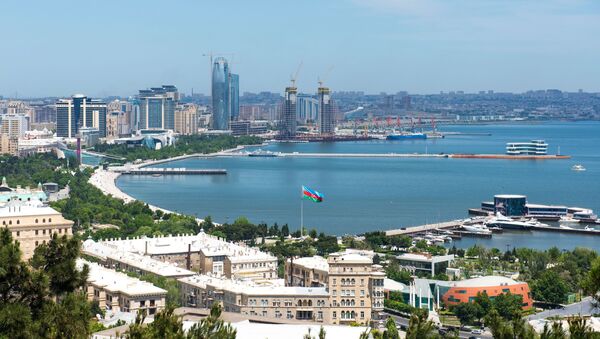Панорама города Баку и Бакинской бухты в Каспийском море - 俄罗斯卫星通讯社