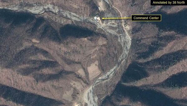 Спутниковый снимок командного пункта и служебного участка ядерного полигона Пхунгери в Северной Корее - 俄罗斯卫星通讯社