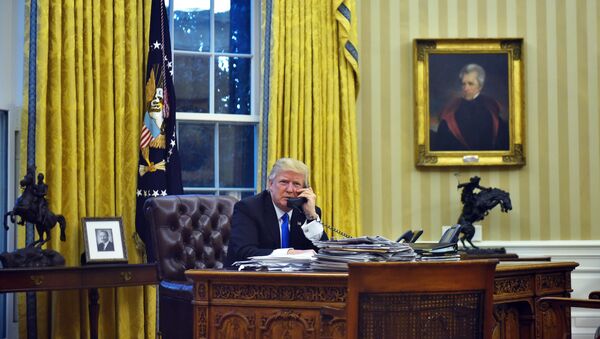 US President Donald Trump speaks on the phone - 俄罗斯卫星通讯社