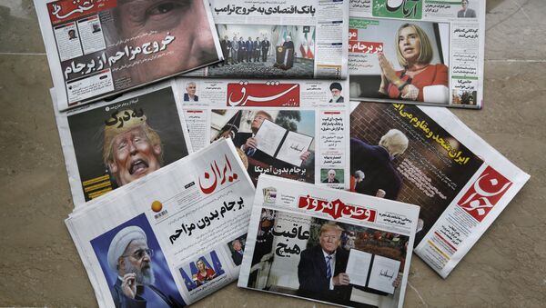 Newspapers in Tehran on May 9, 2018 headline the US' withdrawal from the nuclear deal - 俄羅斯衛星通訊社