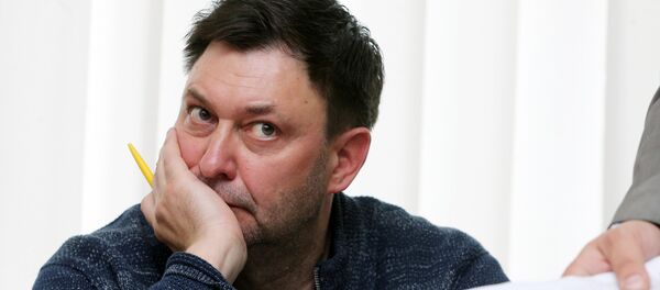 Journalist Vyshinsky, the director of Russian state news agency RIA Novosti Ukraine, attends a preliminary court hearing in Kherson - 俄罗斯卫星通讯社