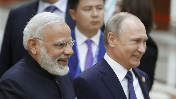 Президент РФ Владимир Путин и премьер-министр Индии Нарендра Моди - 俄罗斯卫星通讯社