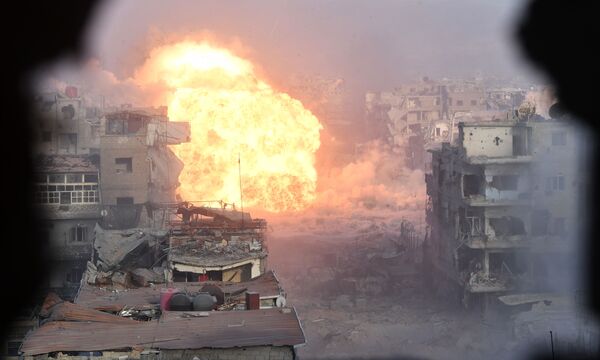 恐怖組織“伊斯蘭國”猛攻大馬士革南郊耶爾穆克(Yarmuk)前巴勒斯坦難民營地區。 - 俄羅斯衛星通訊社