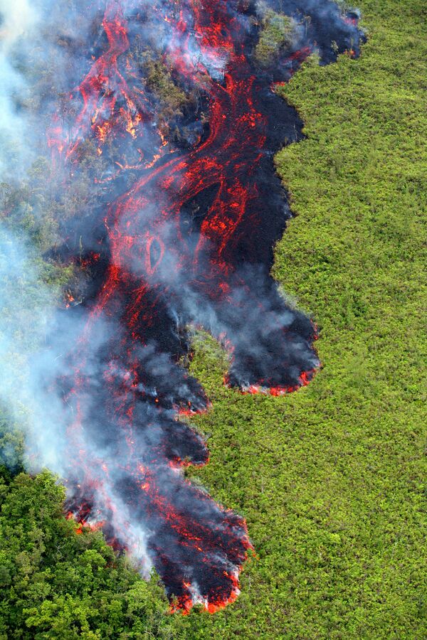 Лава из вулкана Питон-де-ла-Фурнез на юго-востоке острова Реюньон в Индийском океане - 俄罗斯卫星通讯社