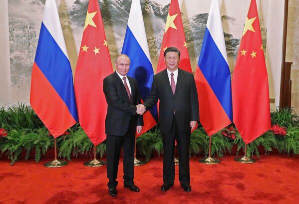 俄罗斯总统弗拉基米尔•普京和中国国家主席习近平在北京会面。 - 俄罗斯卫星通讯社