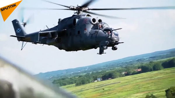 俄波羅的海艦隊米-24和米-8直升機飛行戰術訓練 - 俄羅斯衛星通訊社