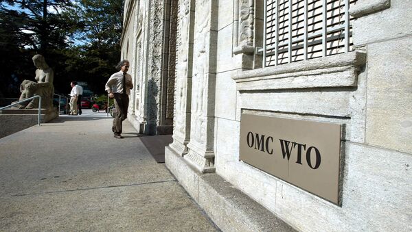 The entrance of the World Trade Organization (WTO) headquarter in Geneva (Switzerland) - 俄羅斯衛星通訊社