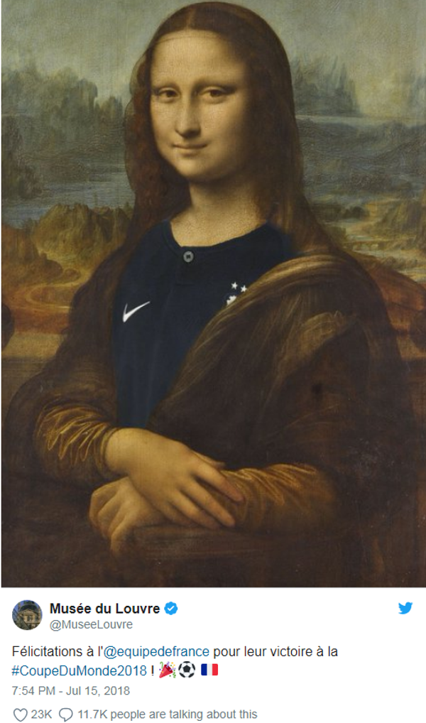 卢浮宫为庆祝法国队夺冠给蒙娜丽莎“换装” - 俄罗斯卫星通讯社