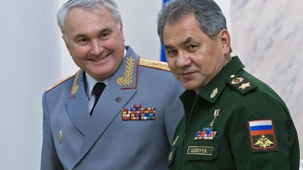 前俄軍駐敘利亞部隊司令安德烈·卡爾塔波洛夫與俄羅斯國防部長 - 俄羅斯衛星通訊社