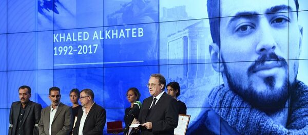 Вручение Международной премии в память о журналисте Халеде аль-Хатыбе - 俄罗斯卫星通讯社