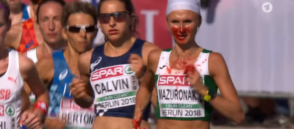 血洒赛场的白俄罗斯长跑运动员在欧洲田径锦标赛的马拉松项目上夺冠 血洒赛场的白俄罗斯长跑运动员在欧洲田径锦标赛的马拉松项目上夺冠 - 俄罗斯卫星通讯社