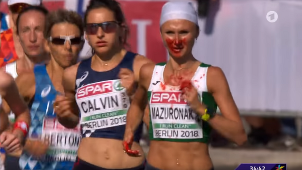 血洒赛场的白俄罗斯长跑运动员在欧洲田径锦标赛的马拉松项目上夺冠 - 俄罗斯卫星通讯社
