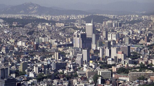Вид на город Сеул с горы Намсан, Южная Корея - 俄羅斯衛星通訊社