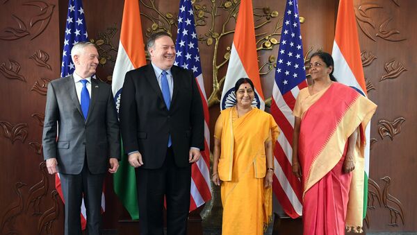 美國和印度首次舉行外長和防長“2+2”對話 - 俄羅斯衛星通訊社