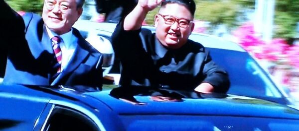 朝韩领导人同乘一辆车抵达百花园国宾馆 - 俄罗斯卫星通讯社