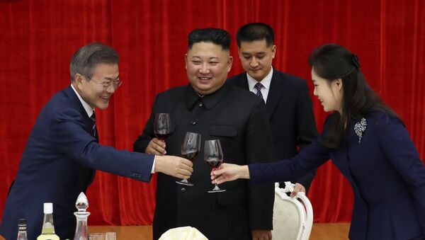 朝鮮領導人金正恩用魚翅湯和桔梗招待韓國總統文在寅 - 俄羅斯衛星通訊社