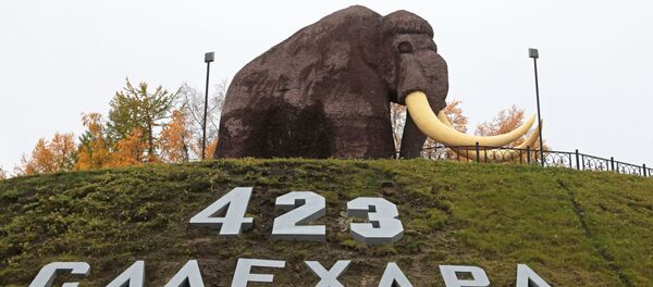 Памятник мамонту, установленный в честь юбилея города, в Салехарде - 俄罗斯卫星通讯社