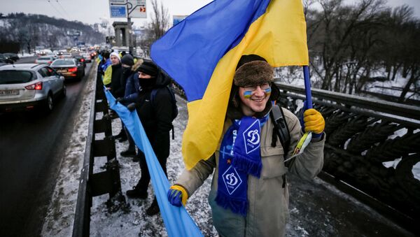Украинцы во время празднования Дня народного единства в Киеве - 俄羅斯衛星通訊社