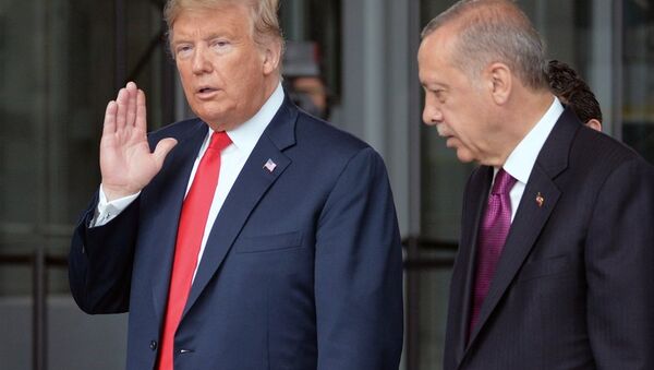 Президент США Дональд Трамп (слева) и президент Турции Реджеп Тайип Эрдоган - 俄羅斯衛星通訊社