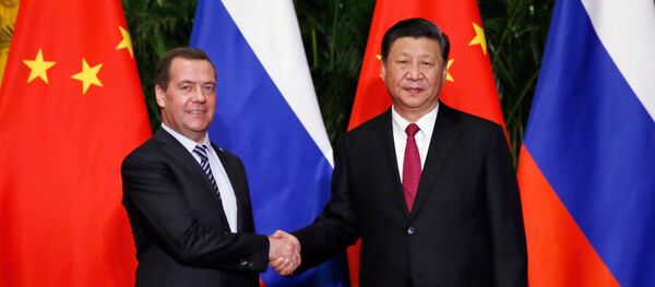 俄罗斯总理梅德韦杰夫5日与中国国家主席习近平举行会晤 - 俄罗斯卫星通讯社