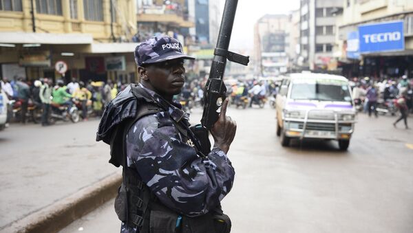 A police officer in Uganda.  - 俄羅斯衛星通訊社