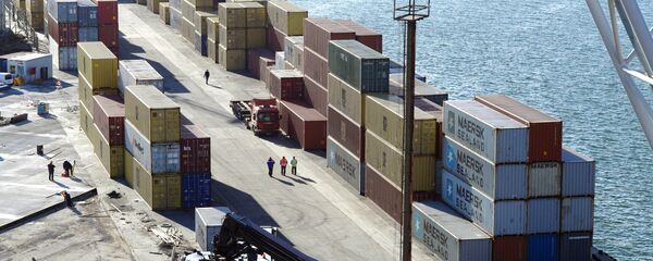 Работа грузового контейнерного терминала - 俄罗斯卫星通讯社