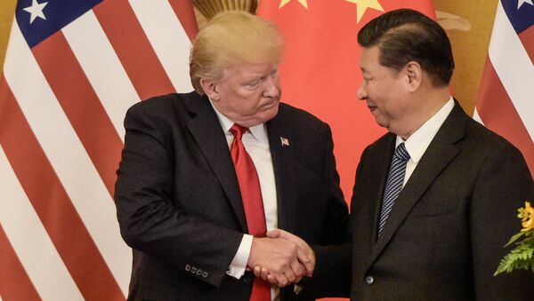 Президент США Дональд Трамп и председатель КНР Си Цзиньпин во время встречи в Пекине - 俄羅斯衛星通訊社