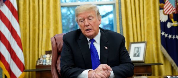 Президент США Дональд Трамп в кабинете - 俄羅斯衛星通訊社