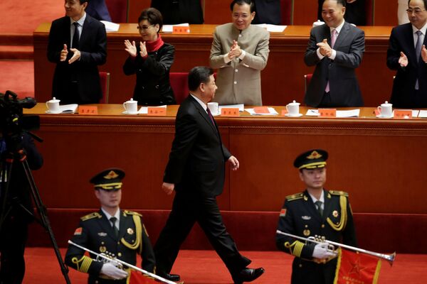 中国国家主席习近平在人民大会堂举行的庆祝改革开放40周年大会上。 - 俄罗斯卫星通讯社