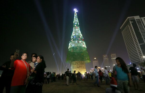 斯里兰卡的人工圣诞树。 - 俄罗斯卫星通讯社