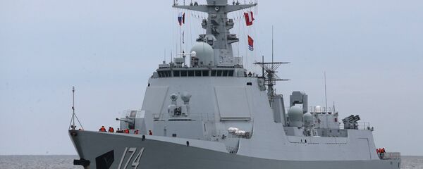 Ракетный эсминец Хэфэй из отряда боевых кораблей военно-морских сил Китая.  - 俄羅斯衛星通訊社