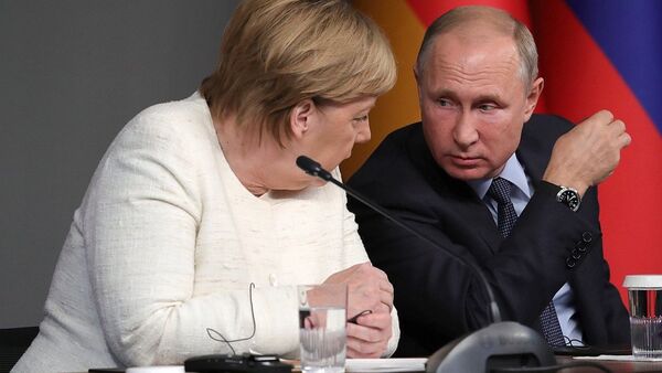 俄罗斯总统普京与德国总理默克尔 - 俄罗斯卫星通讯社