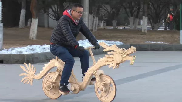 電焊小哥用雪糕棍打造自行車 - 俄羅斯衛星通訊社
