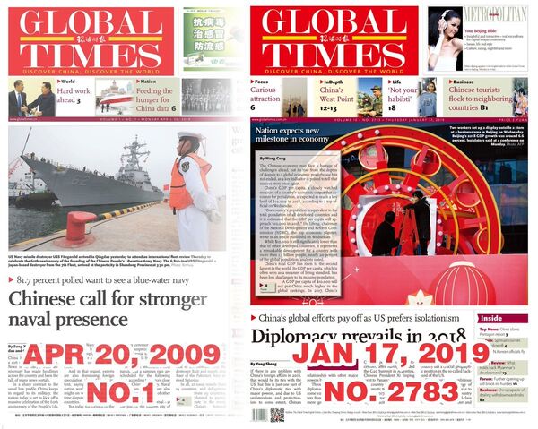 权威的中国报刊《环球时报》也不甘人后,在推特上发布了一张英文版的封面。 权威的中国报刊《环球时报》也不甘人后,在推特上发布了一张英文版的封面。 - 俄罗斯卫星通讯社