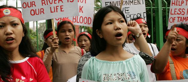 The protest against the construction of the Hydroelectric Power Project in Myanmar - 俄罗斯卫星通讯社