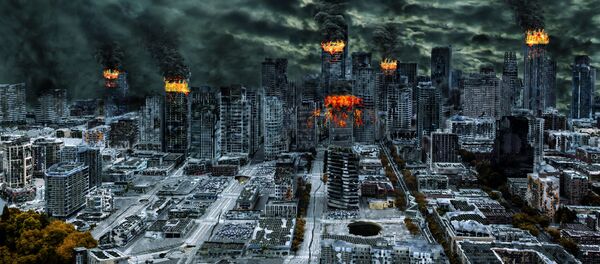 Разрушенный город вследствие атаки - 俄罗斯卫星通讯社