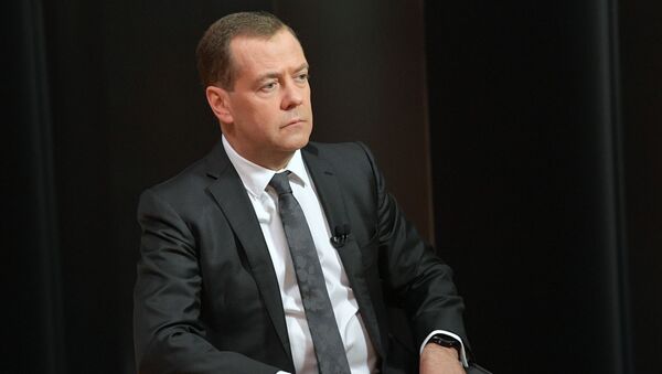 Председатель правительства РФ Дмитрий Медведев во время интервью телеканалу Euronews - 俄羅斯衛星通訊社